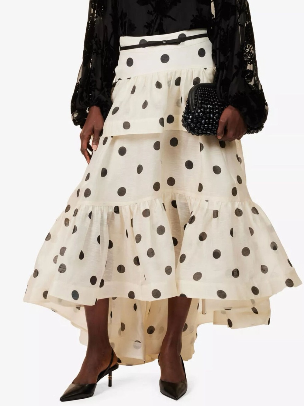 Polka Dot Tiered Ruffle Skirt